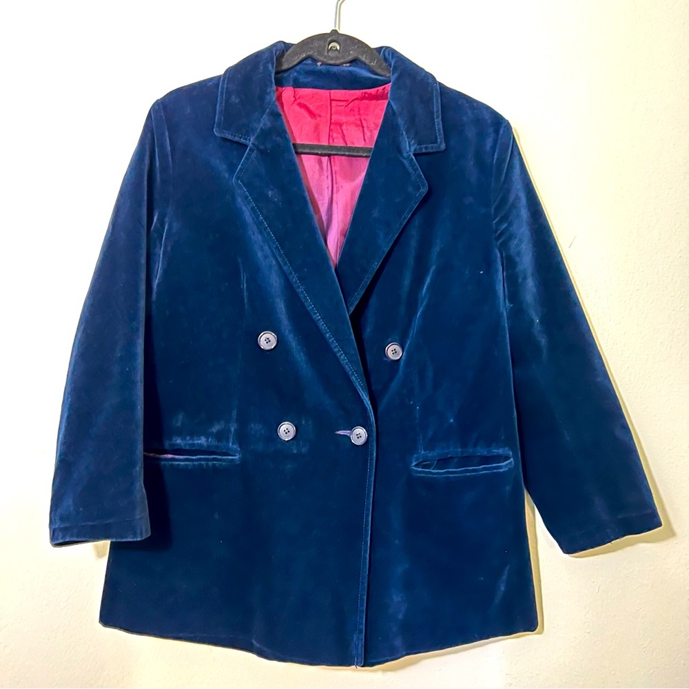 Vintage Daphne Raven Velvet Blue Blazer Sz Medium